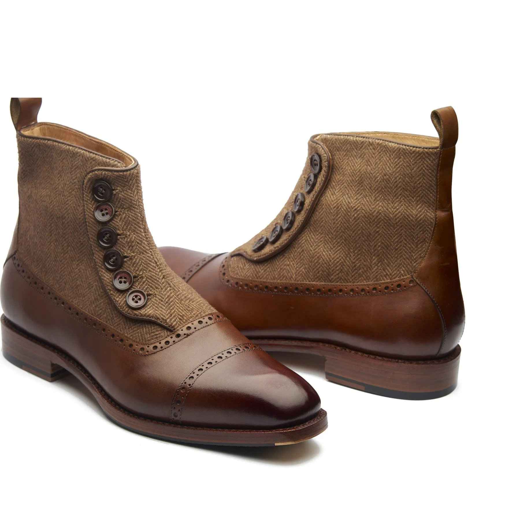 Victor, Button Boot -Mid Brown | Hand Welted | Classics Collection sold by Blkbrd Shoemaker product image thumbnail 3