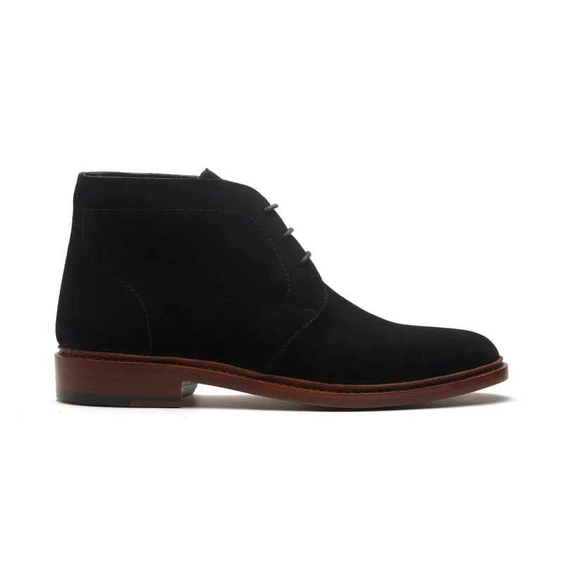 Lucas, Unlined Chukka Boot - Ox Reverse Black | Hand Welted Smart Casuals sold by Blkbrd Shoemaker