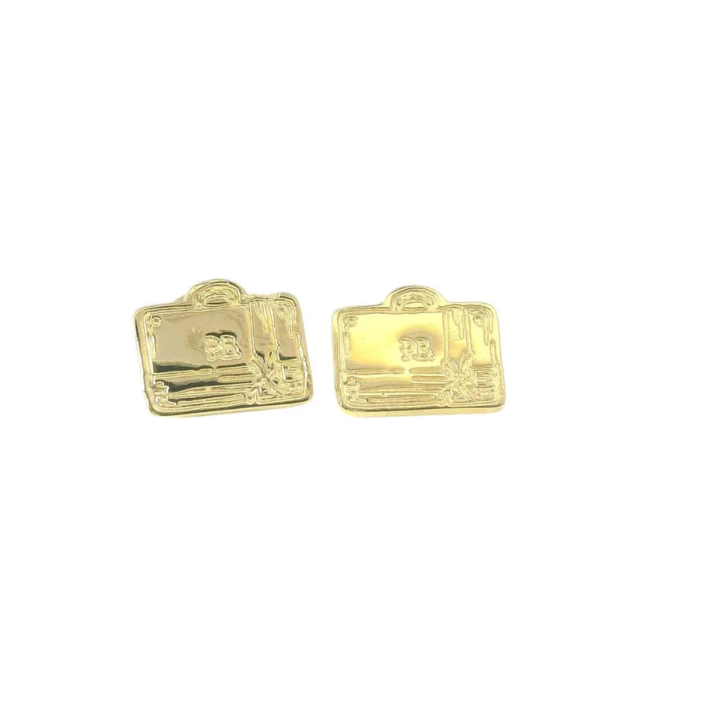 Paddington Luggage Earrings with Gift Bow (18ct Gold Vermeil) sold by Licensed to Charm