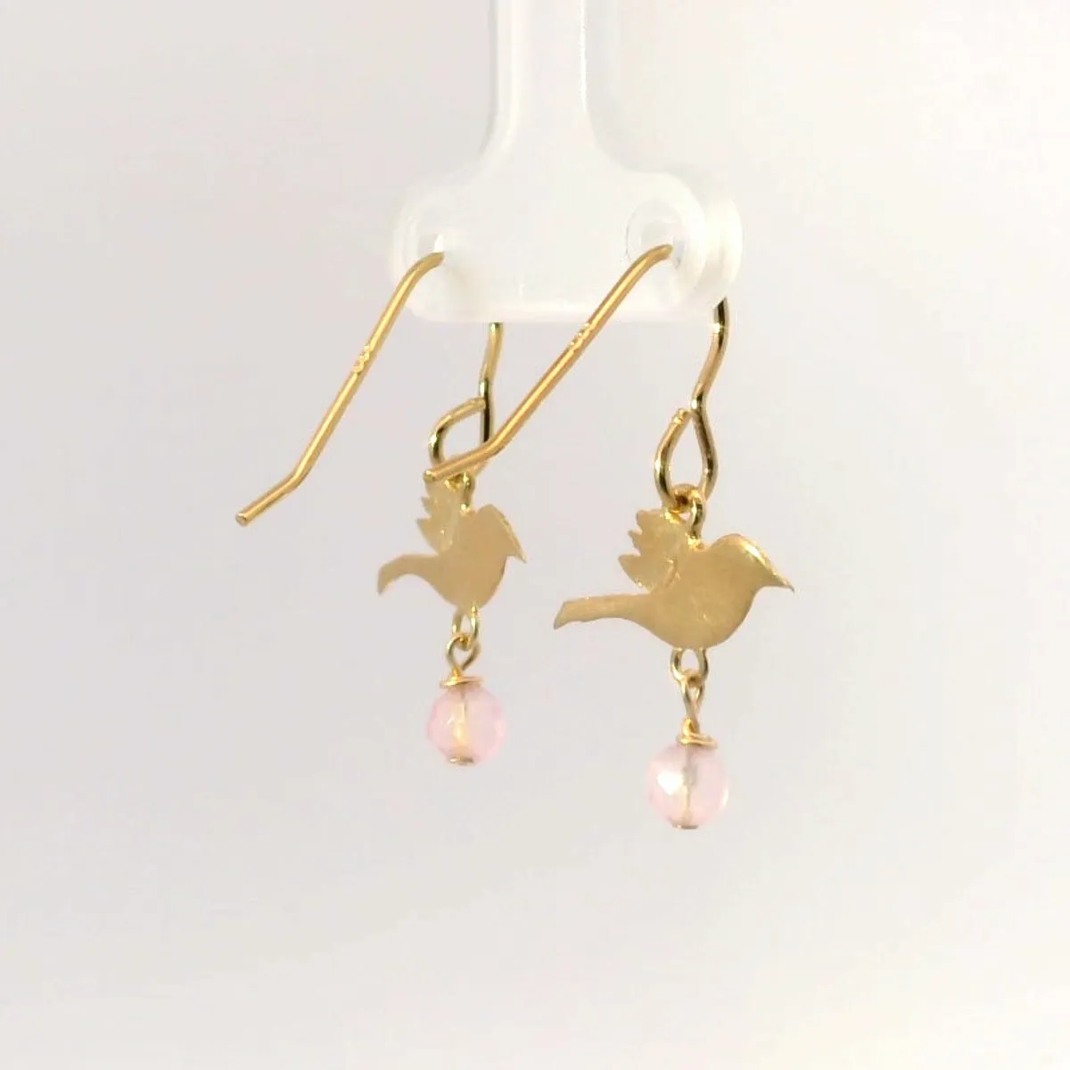 Frida Kahlo Bird Rose Quartz Drop Earrings (18ct Gold Vermeil) sold by Licensed to Charm product image thumbnail 3