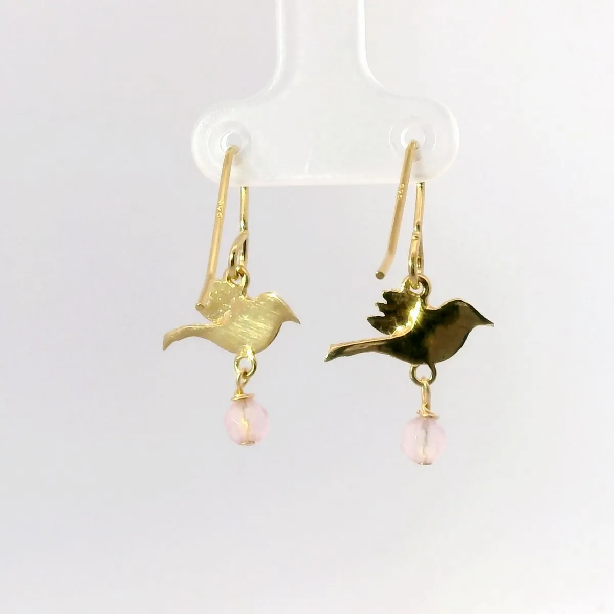 Frida Kahlo Bird Rose Quartz Drop Earrings (18ct Gold Vermeil) sold by Licensed to Charm product image thumbnail 5