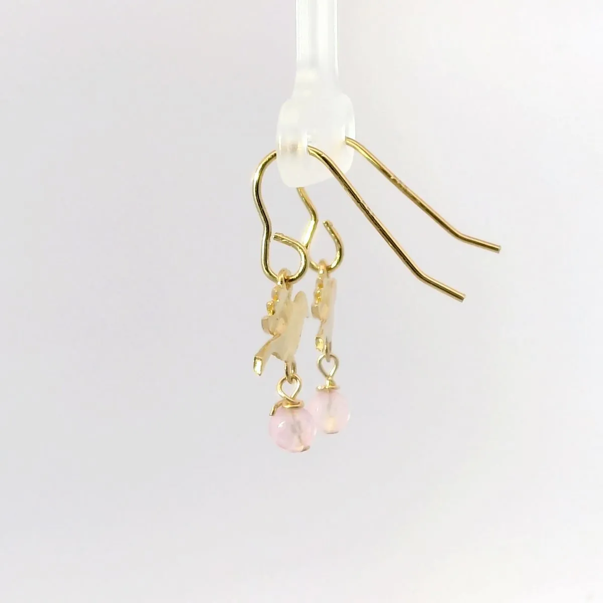 Frida Kahlo Bird Rose Quartz Drop Earrings (18ct Gold Vermeil) sold by Licensed to Charm product image thumbnail 4