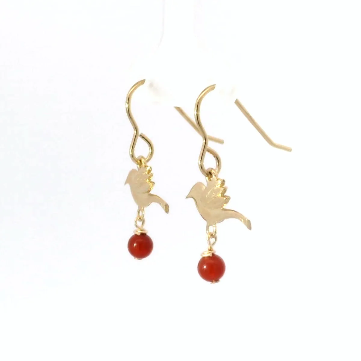 Frida Kahlo Bird Carnelian Drop Earrings (18ct Gold Vermeil) sold by Licensed to Charm product image thumbnail 3