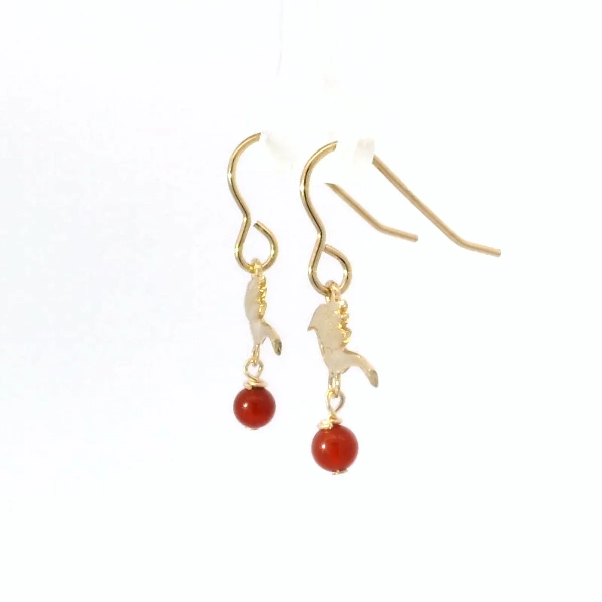 Frida Kahlo Bird Carnelian Drop Earrings (18ct Gold Vermeil) sold by Licensed to Charm product image thumbnail 4