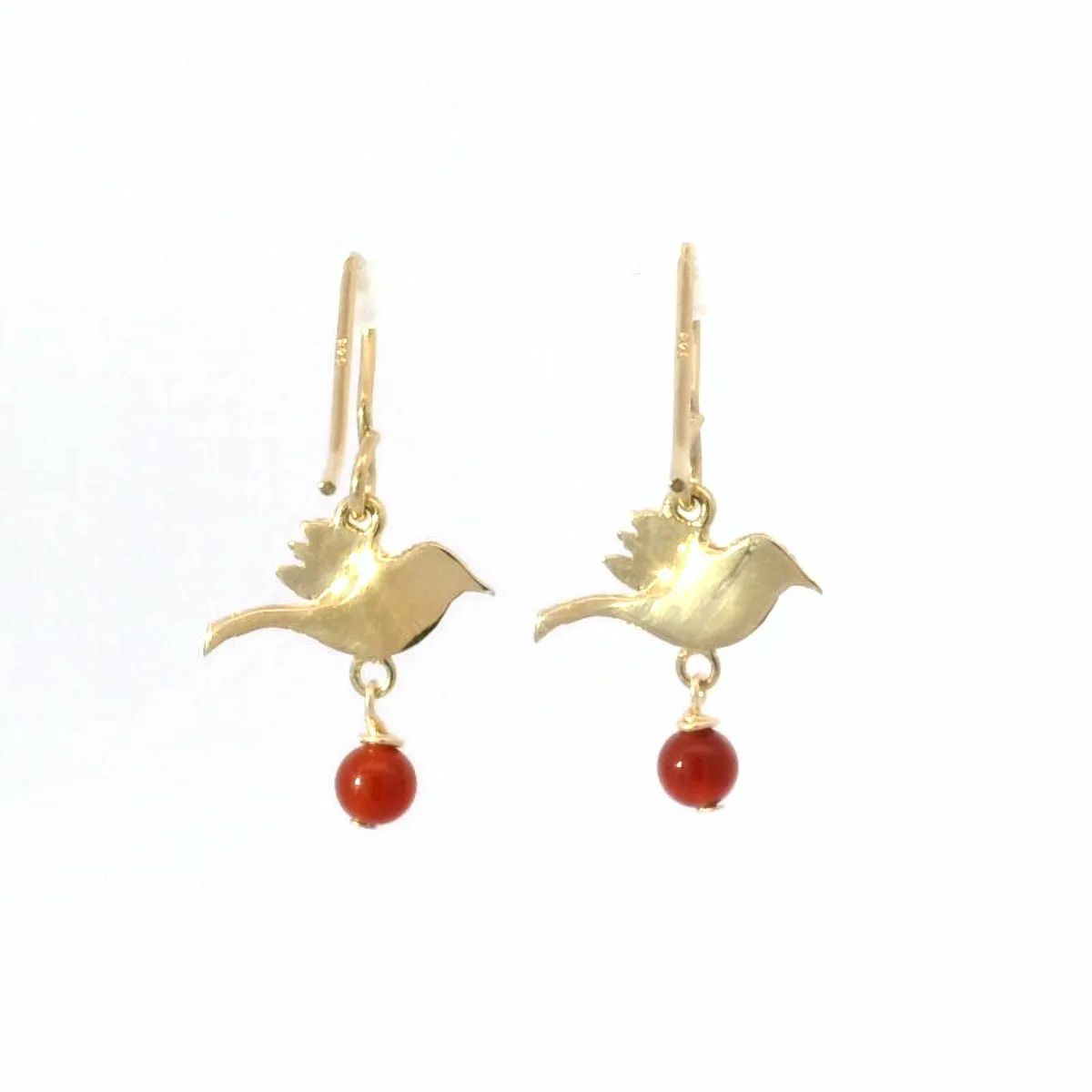 Frida Kahlo Bird Carnelian Drop Earrings (18ct Gold Vermeil) sold by Licensed to Charm product image thumbnail 2