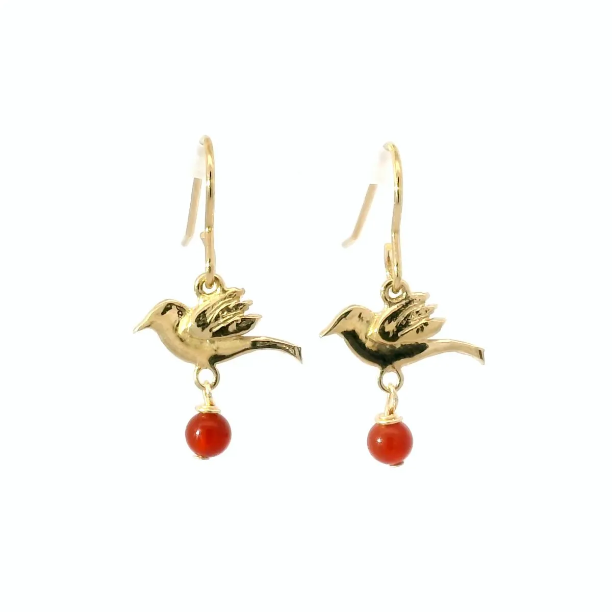 Frida Kahlo Bird Carnelian Drop Earrings (18ct Gold Vermeil) sold by Licensed to Charm