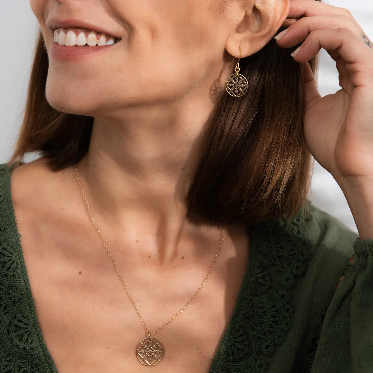 Lace Drop Earrings (18ct Gold Vermeil) sold by Licensed to Charm product image thumbnail 3