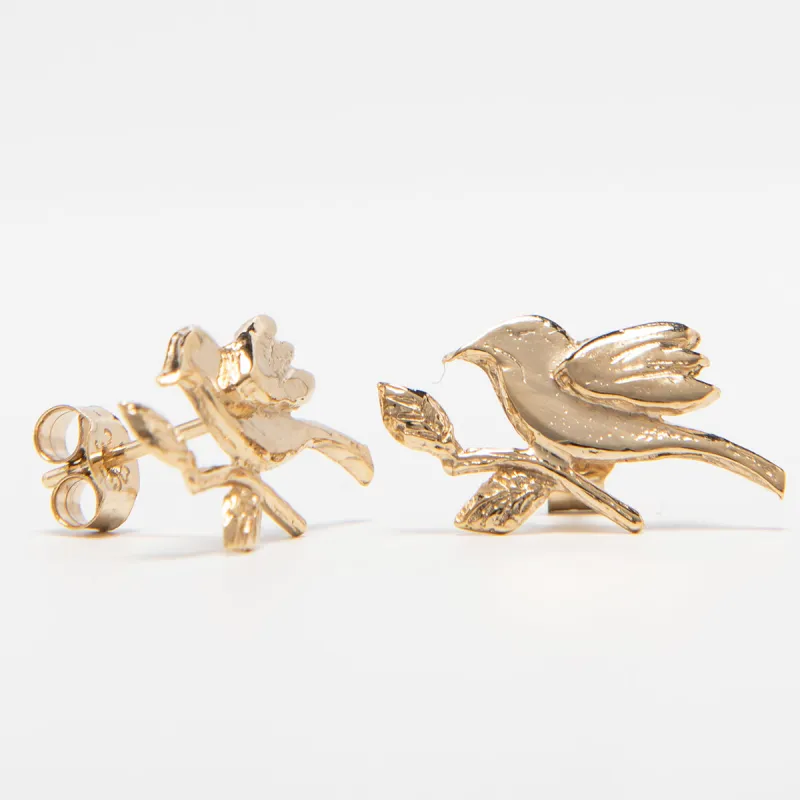 Frida Kahlo Bird Stud Earrings (18ct Gold Vermeil) made by Licensed to Charm