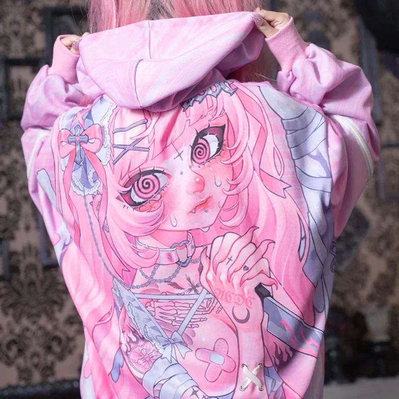 Hoodie- Oversized Hell Hoodie Pink sold by Anthony Wang