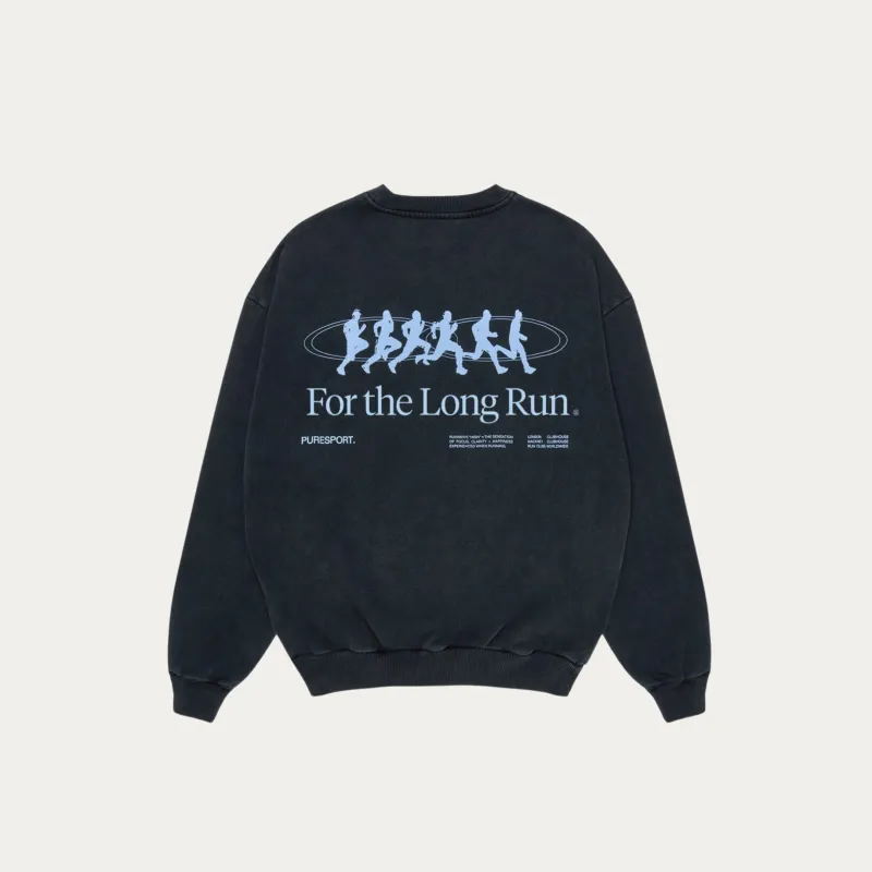 For the Long Run Crewneck - Washed Black made by Puresport