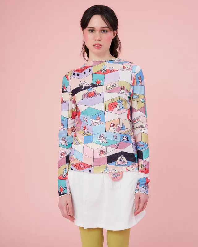 The Sonder Mesh Top sold by Kina and Tam