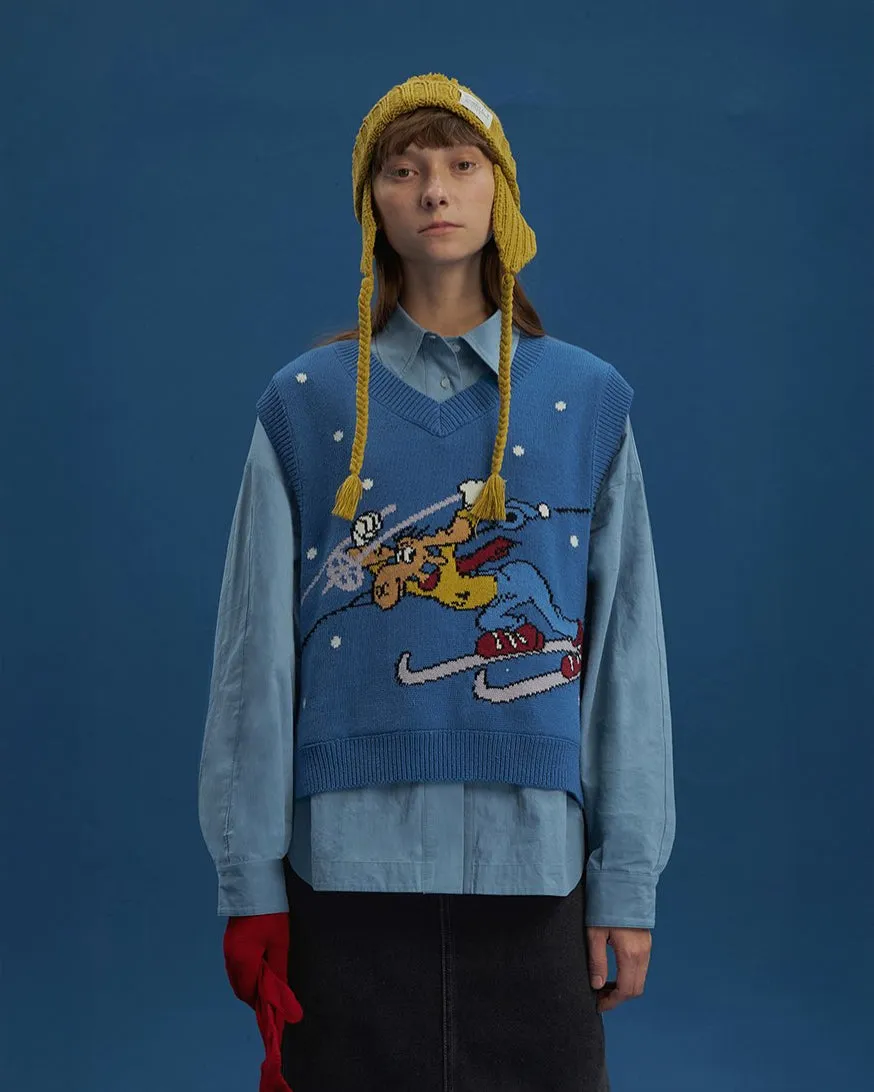The Skiing Moose Vest sold by Kina and Tam