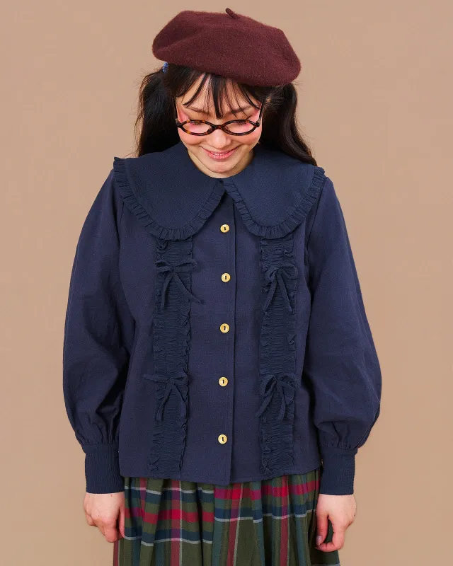 The Tongue Tied Blouse - Navy made by Kina and Tam