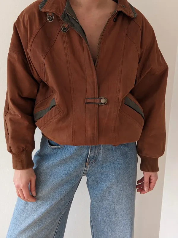 Favorite Vintage Two-Toned Leather Bomber sold by NA NIN