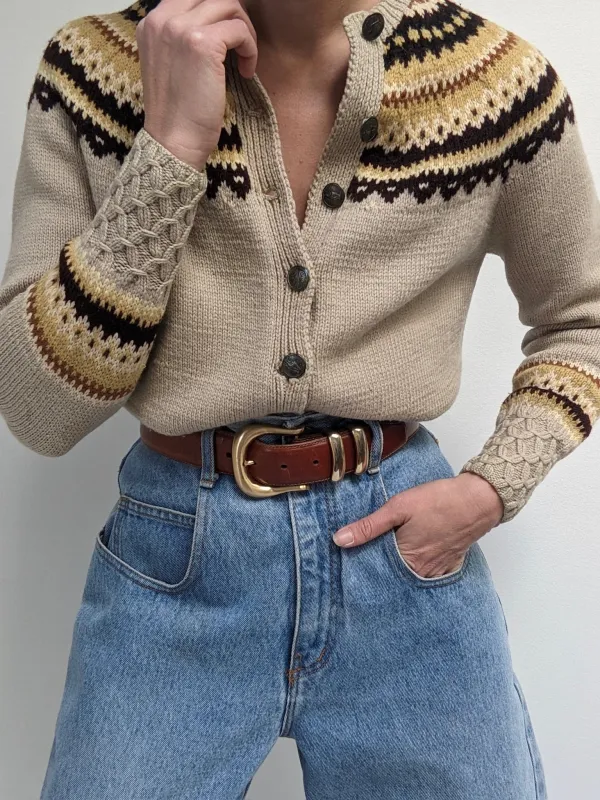 Amazing Vintage Handmade Fair Isle Wool Cardigan sold by NA NIN