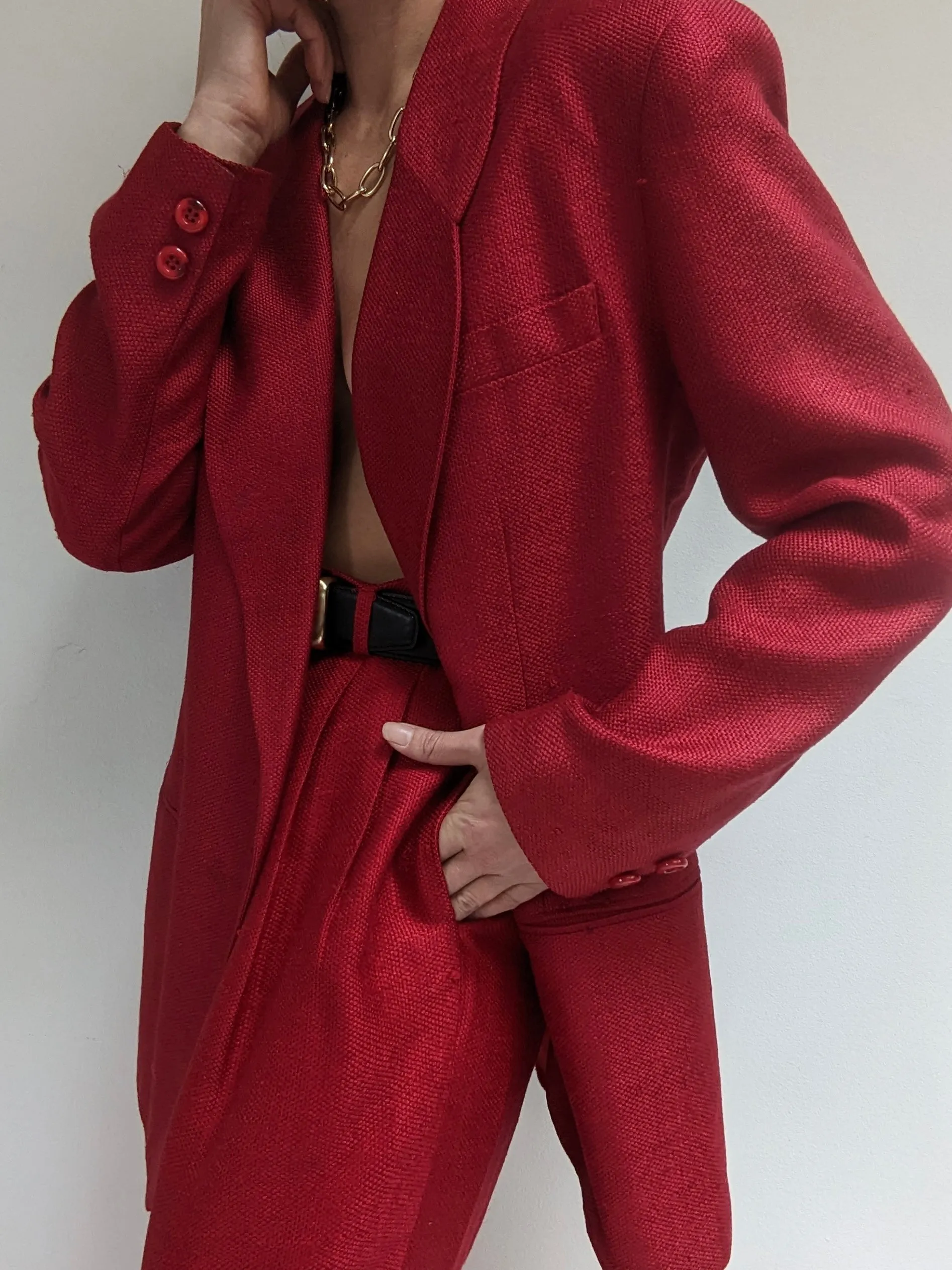 Stunning Vintage Crimson Woven Silk Suit sold by NA NIN product image thumbnail 2