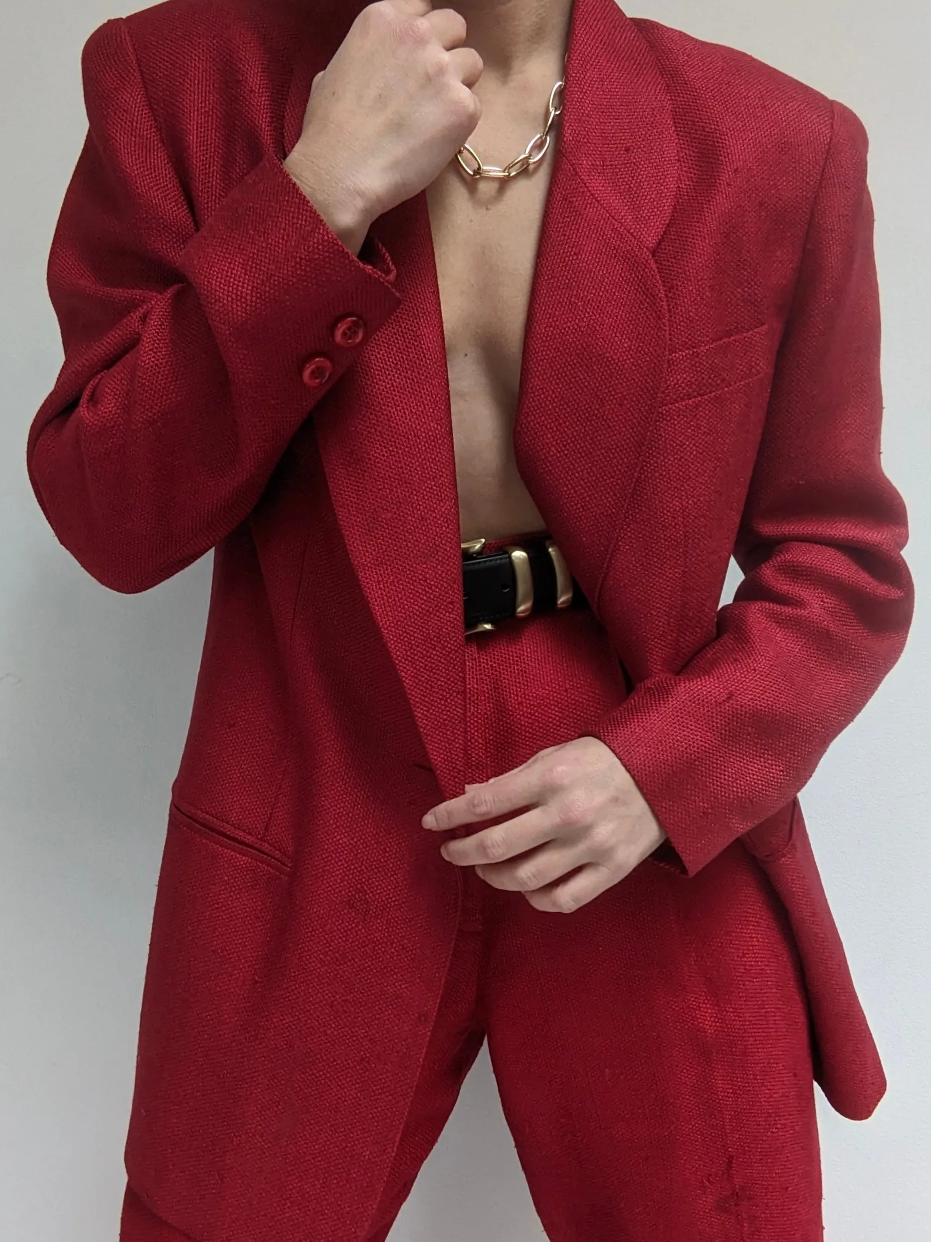 Stunning Vintage Crimson Woven Silk Suit sold by NA NIN product image thumbnail 5