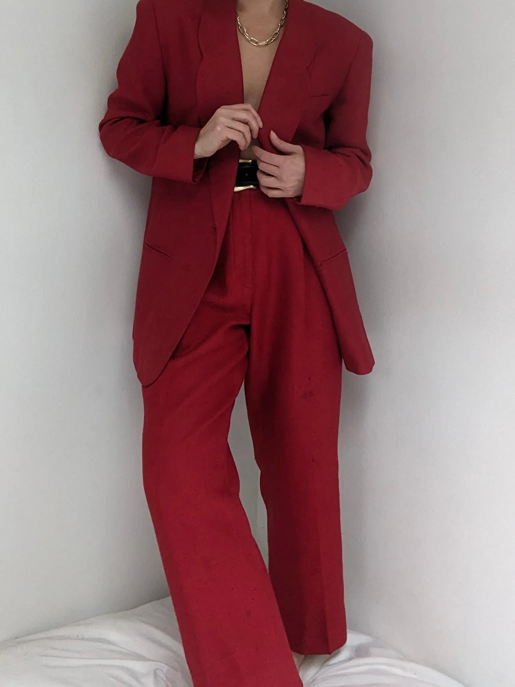 Stunning Vintage Crimson Woven Silk Suit sold by NA NIN product image thumbnail 4