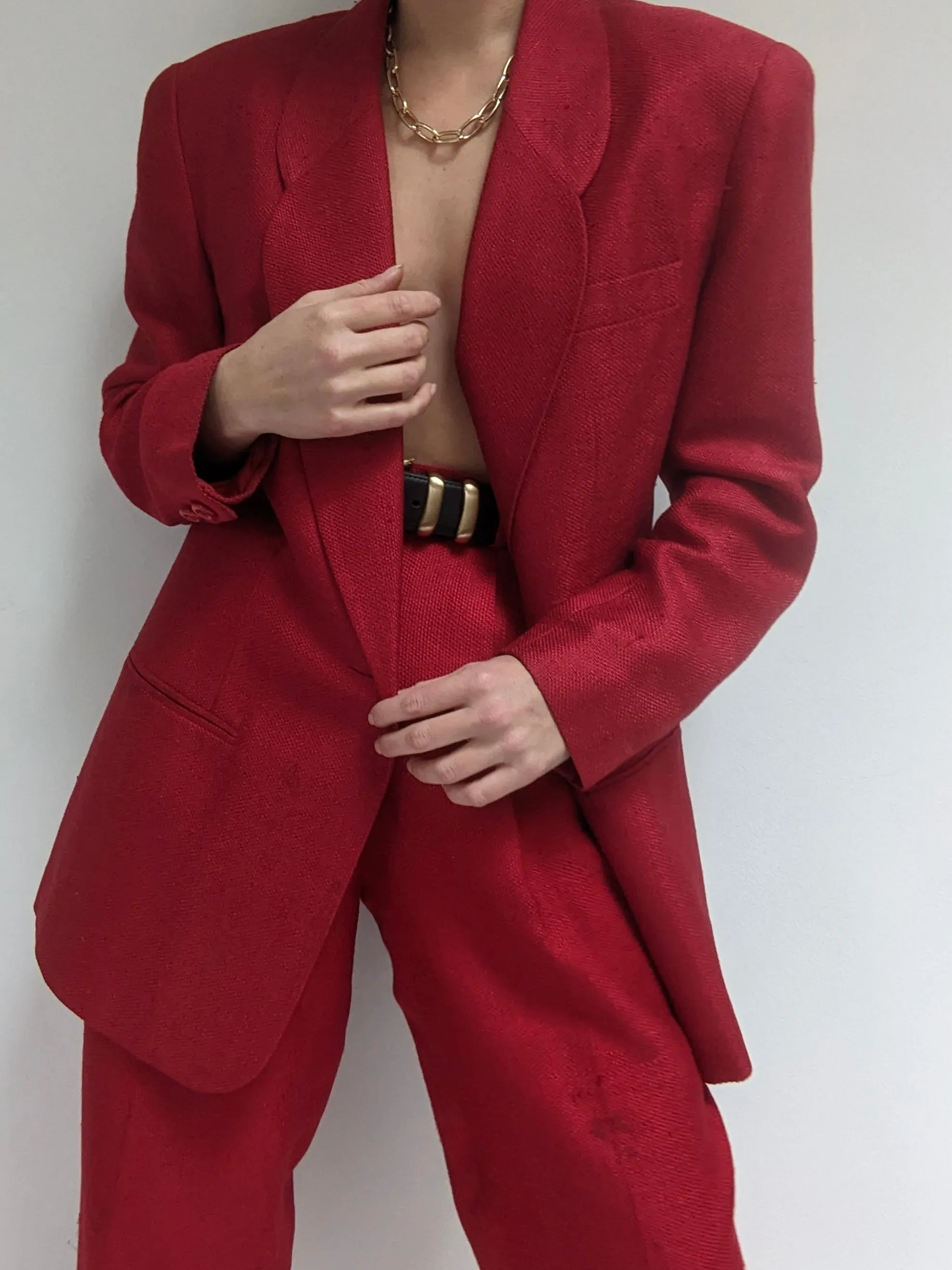 Stunning Vintage Crimson Woven Silk Suit sold by NA NIN product image thumbnail 3