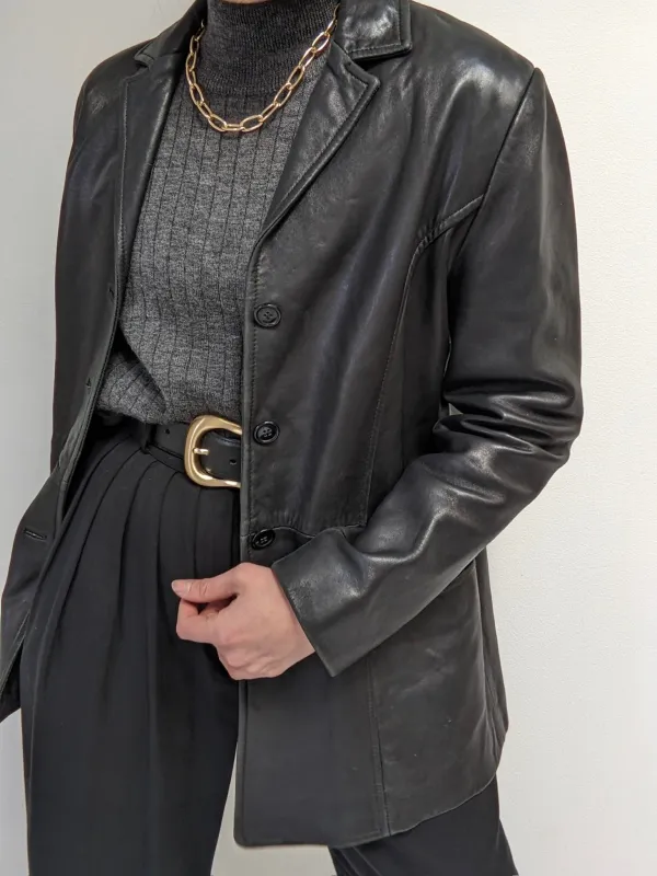 Classic Vintage Faded Black Leather Jacket sold by NA NIN