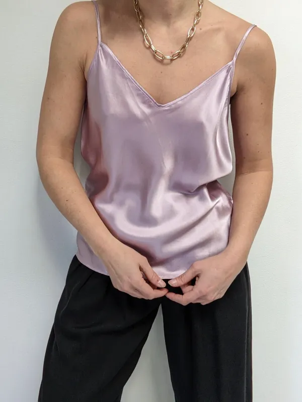 Vintage Lilac Satin Silk Slip Top made by NA NIN