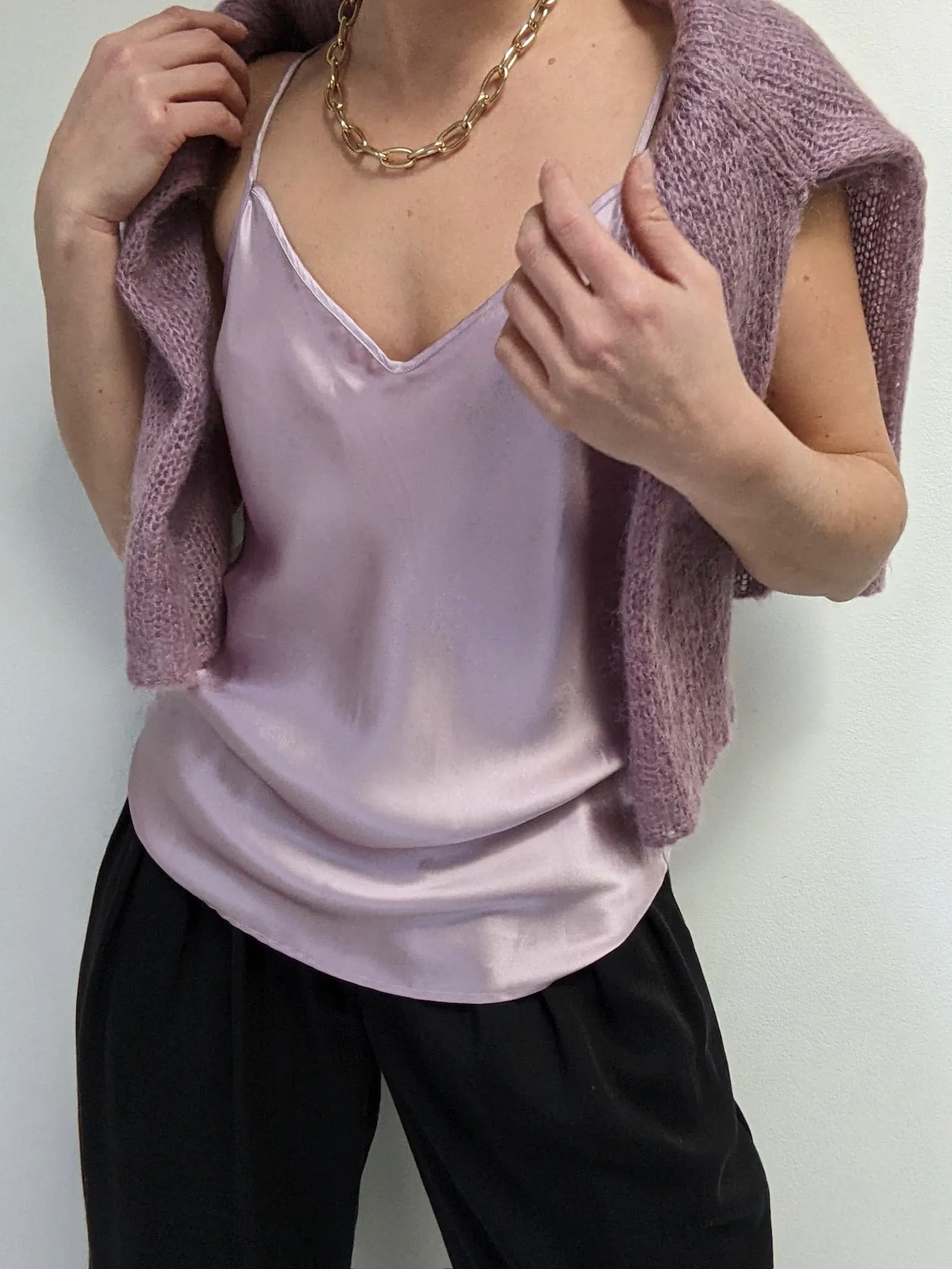 Vintage Lilac Satin Silk Slip Top sold by NA NIN product image thumbnail 3