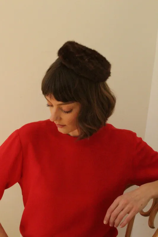 Vintage Petite Fur Pillbox Hat made by Vintage