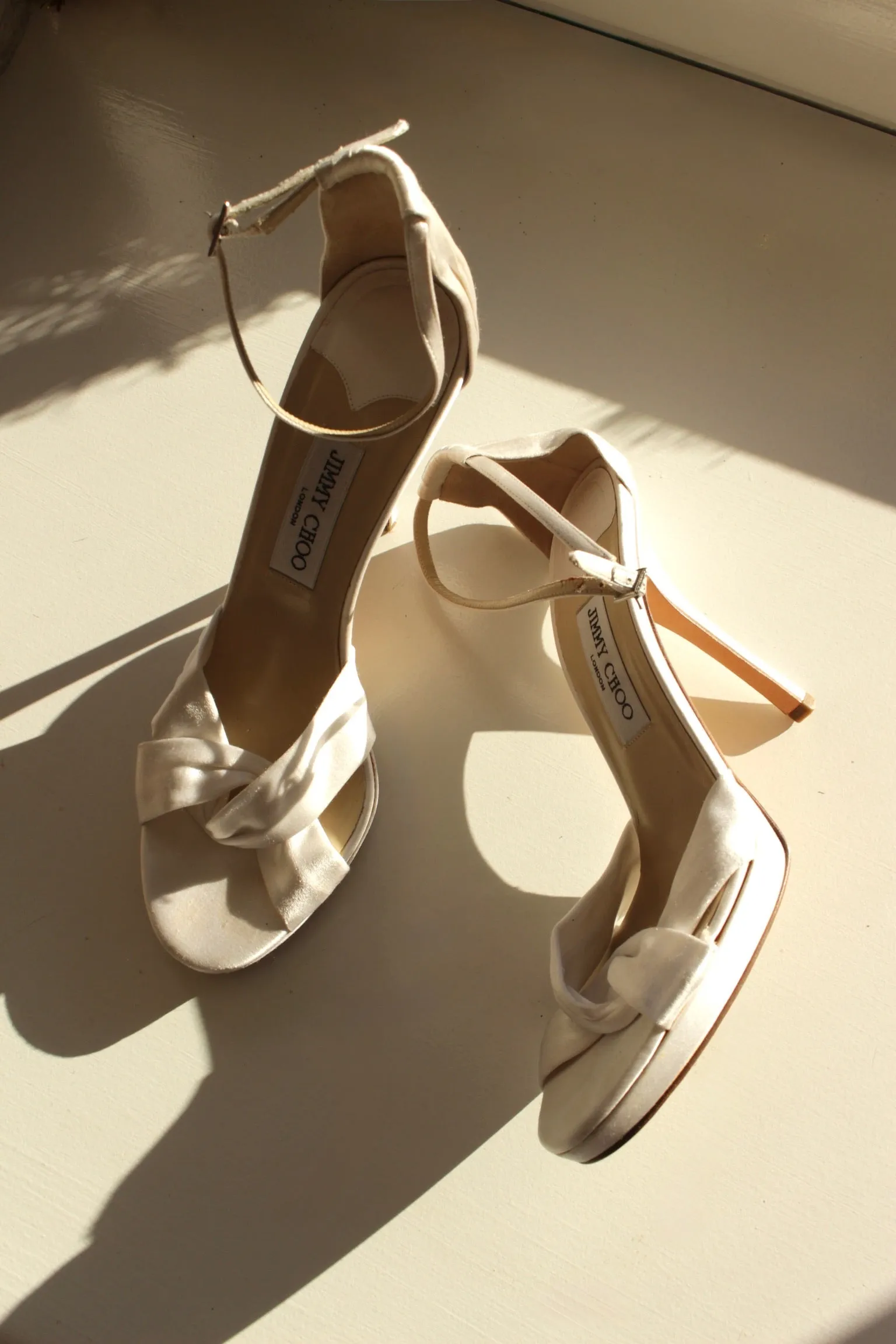 Jimmy Choo Pearl Satin Heels sold by NA NIN