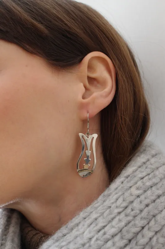 Vintage Sterling Silver Abstract Fish Earrings made by NA NIN