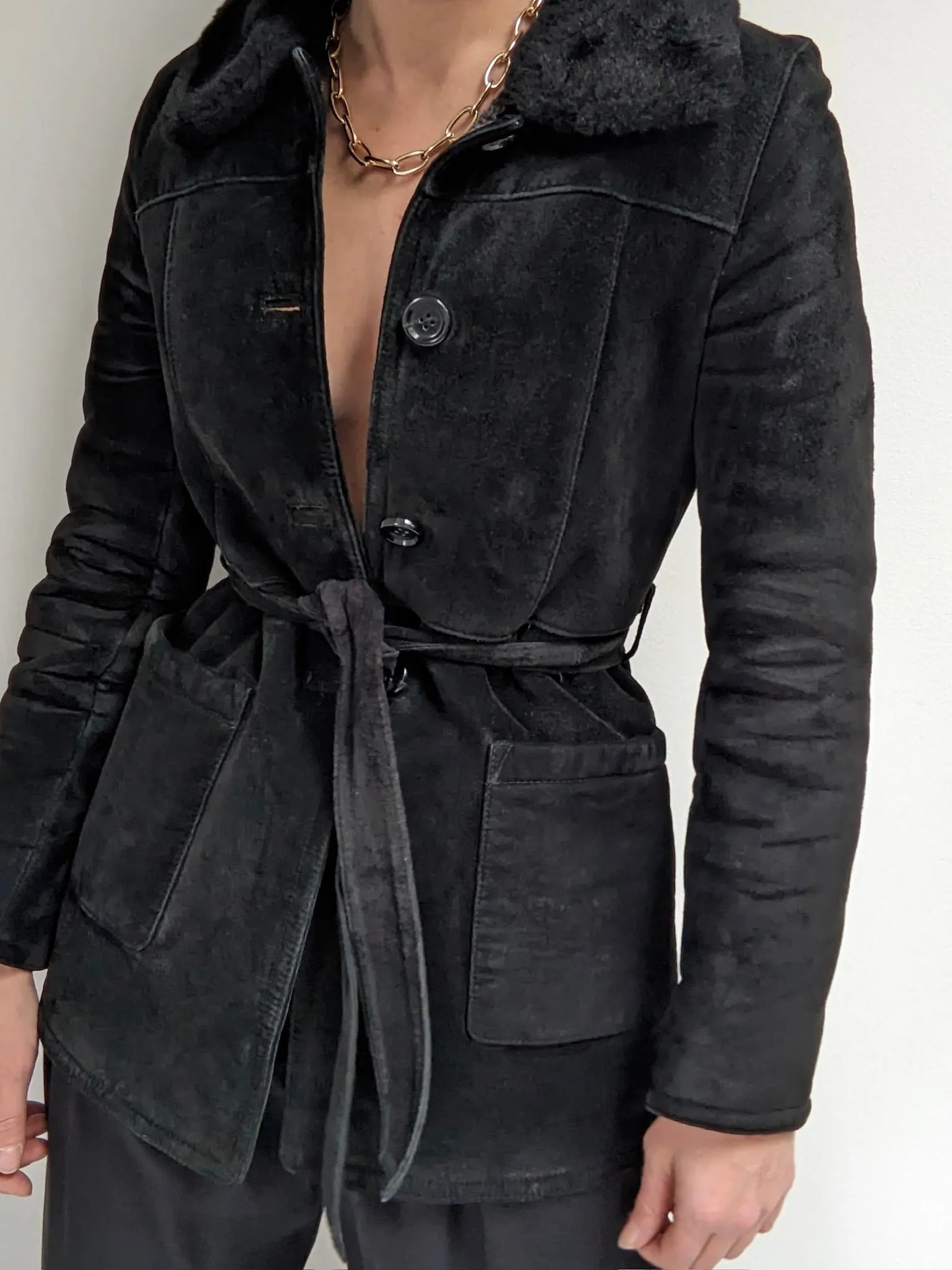 Vintage Caviar Belted Suede Jacket sold by NA NIN product image thumbnail 2