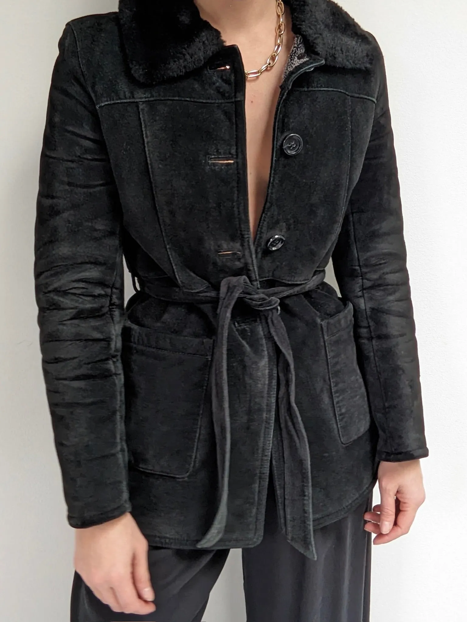 Vintage Caviar Belted Suede Jacket sold by NA NIN