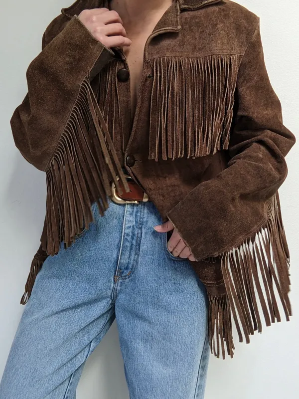 Rare Vintage Walnut Fringe Suede Jacket sold by NA NIN