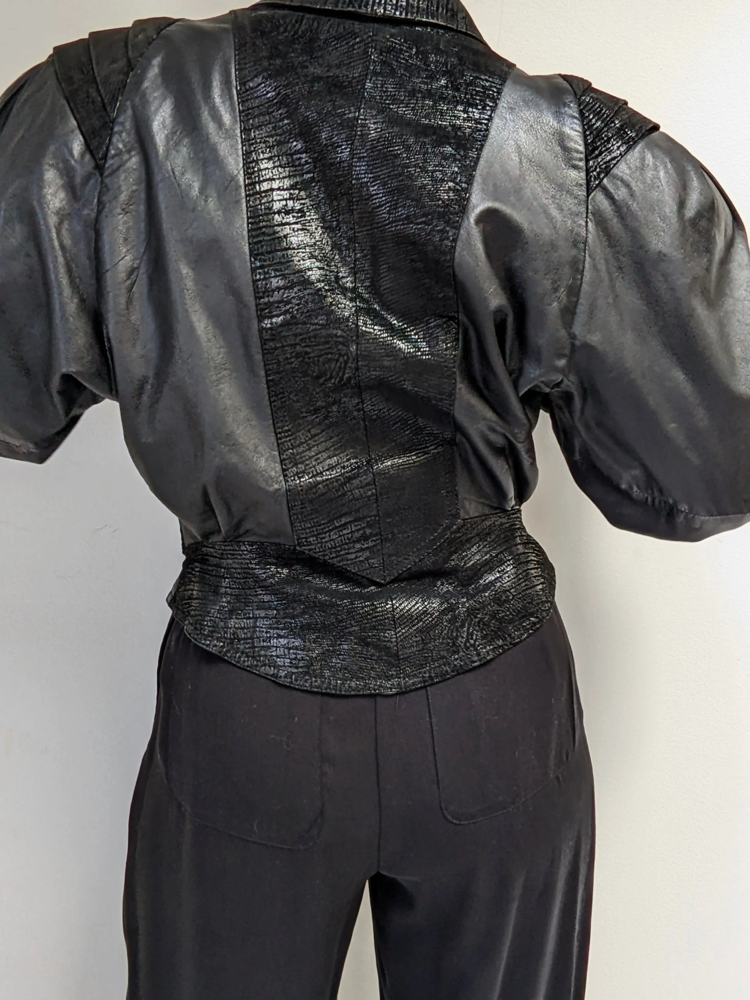 Bold Vintage Cropped Black Leather Bomber sold by NA NIN product image thumbnail 5