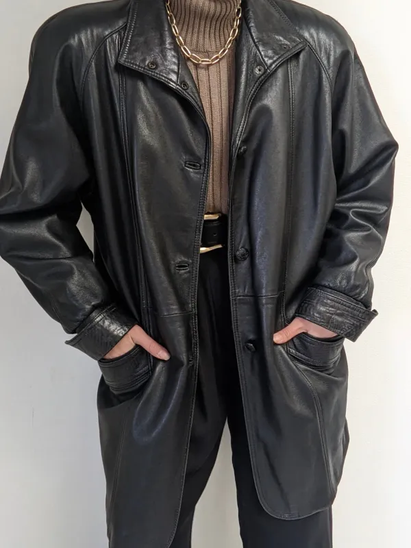 Bold Vintage Ink Leather Coat made by Vintage
