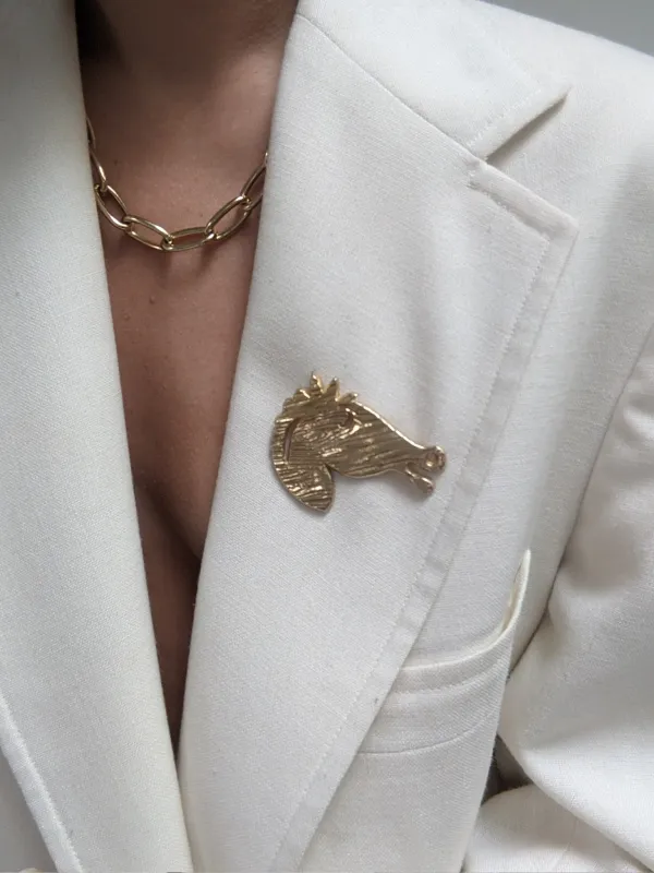 Vintage Gold Horse Head Brooch sold by NA NIN