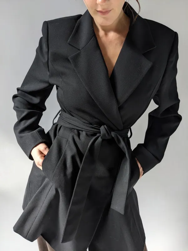 Vintage Double Breasted & Belted Woven Wool Jacket sold by NA NIN