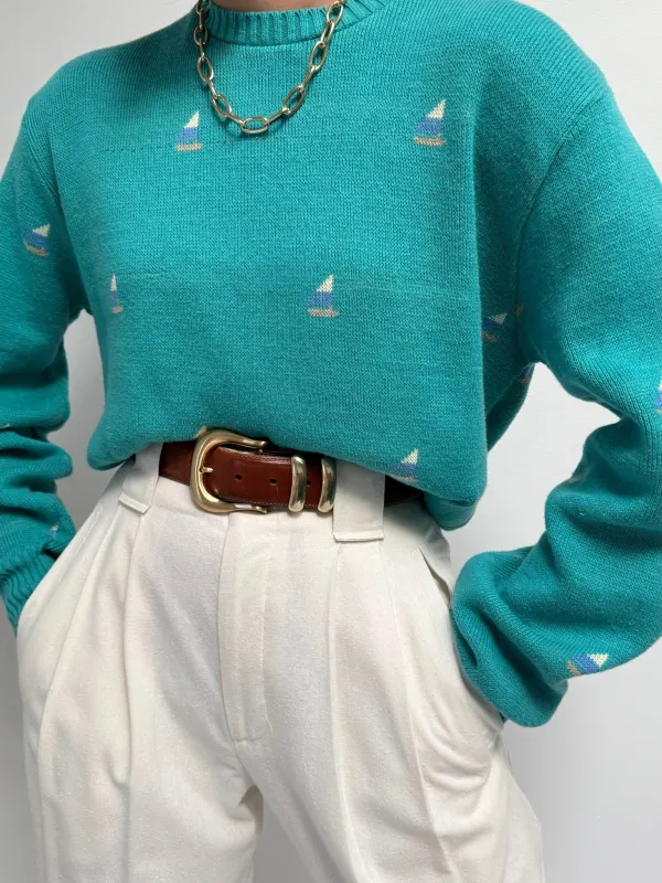 Vintage Sailboat Graphic Sweater sold by NA NIN