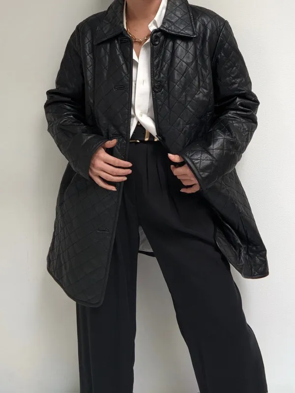 Vintage Ink Quilted Lamb Leather Jacket made by NA NIN