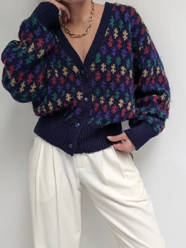 Vintage Patterned Knit Cardigan made by Vintage