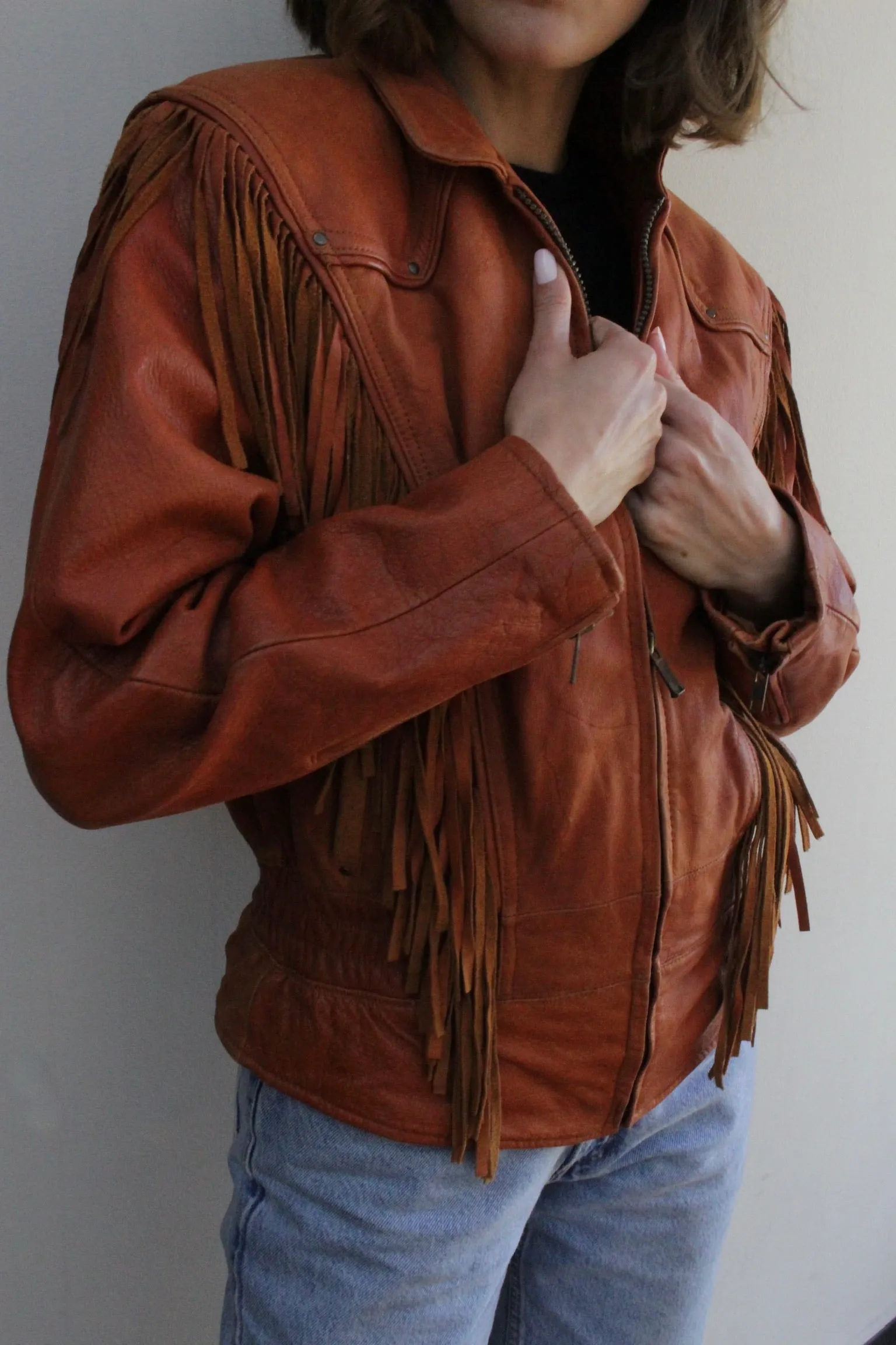 Absolute Favorite Vintage Pebbled Leather Fringe Jacket sold by NA NIN product image thumbnail 5