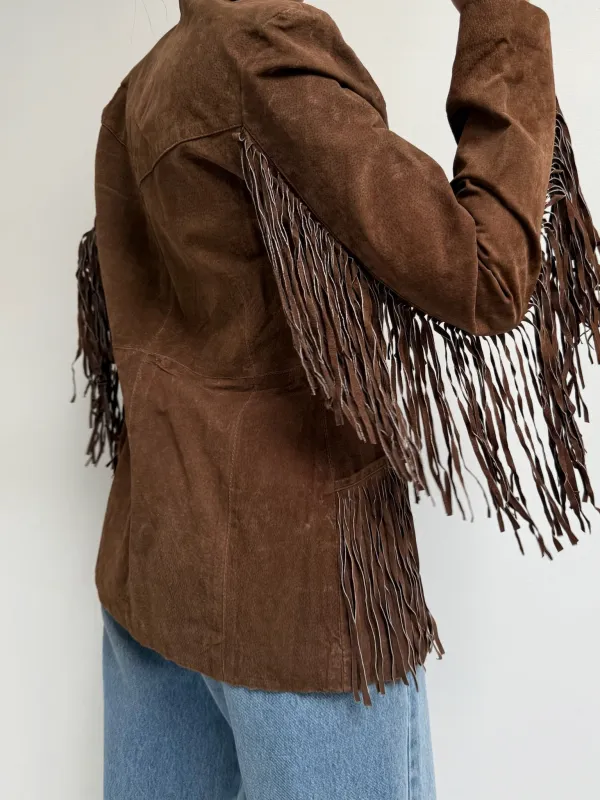 Vintage Chocolate Fringe Suede Jacket sold by NA NIN