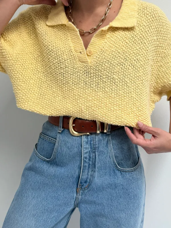 Vintage Butter Woven Cotton Henley sold by NA NIN