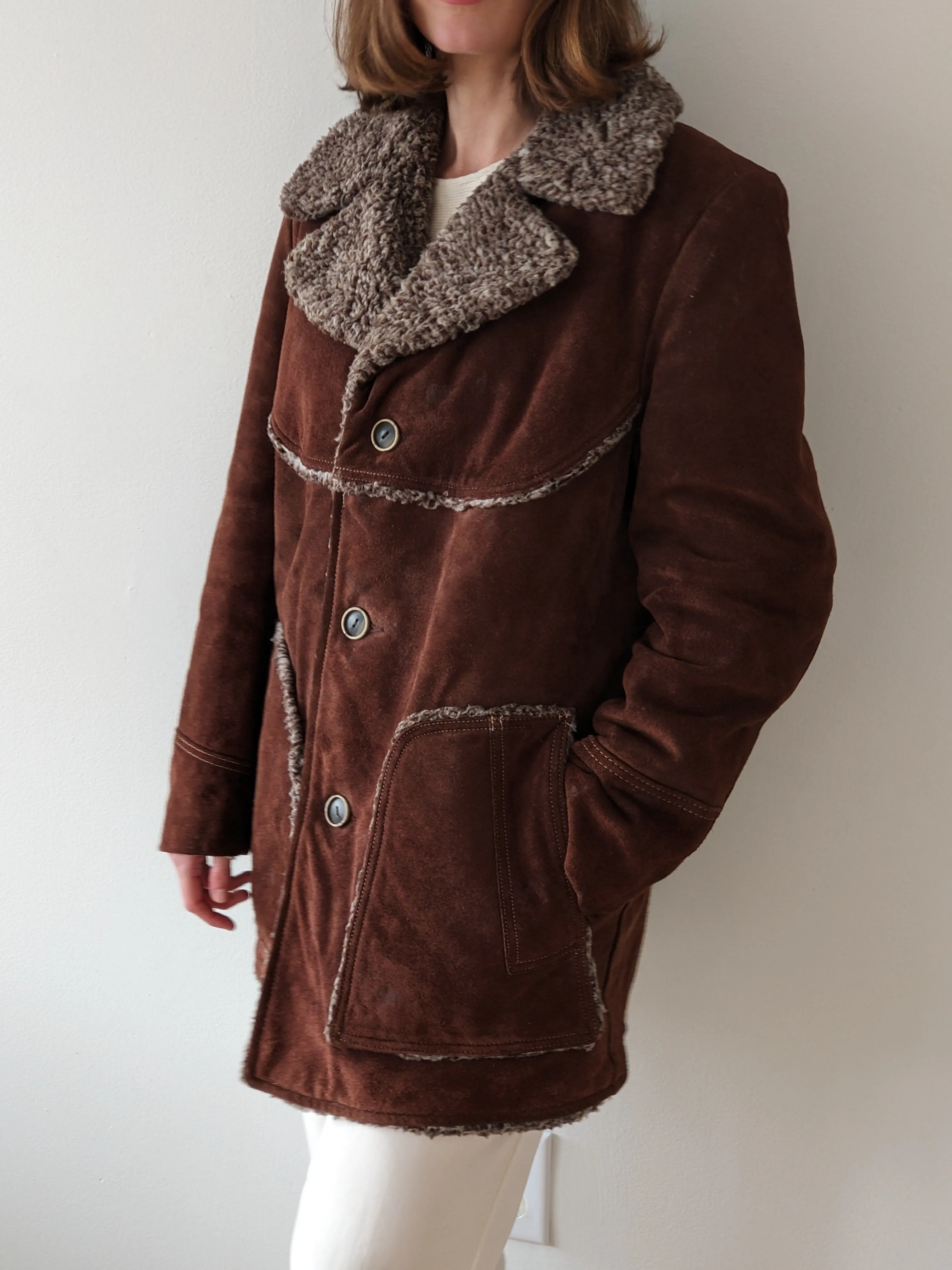 Vintage Chocolate Suede Shearling Penny Lane Coat sold by NA NIN