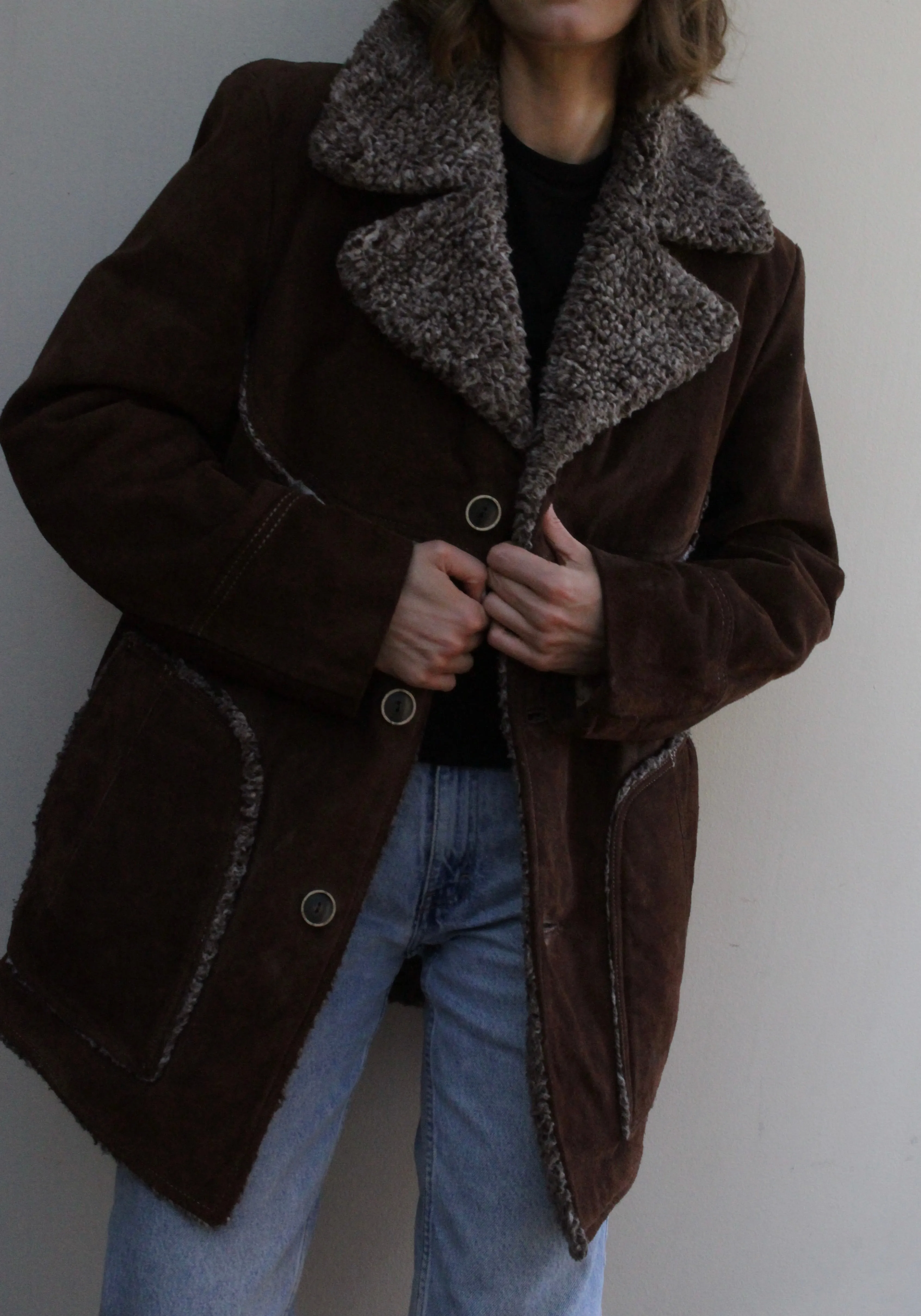 Vintage Chocolate Suede Shearling Penny Lane Coat sold by NA NIN product image thumbnail 5