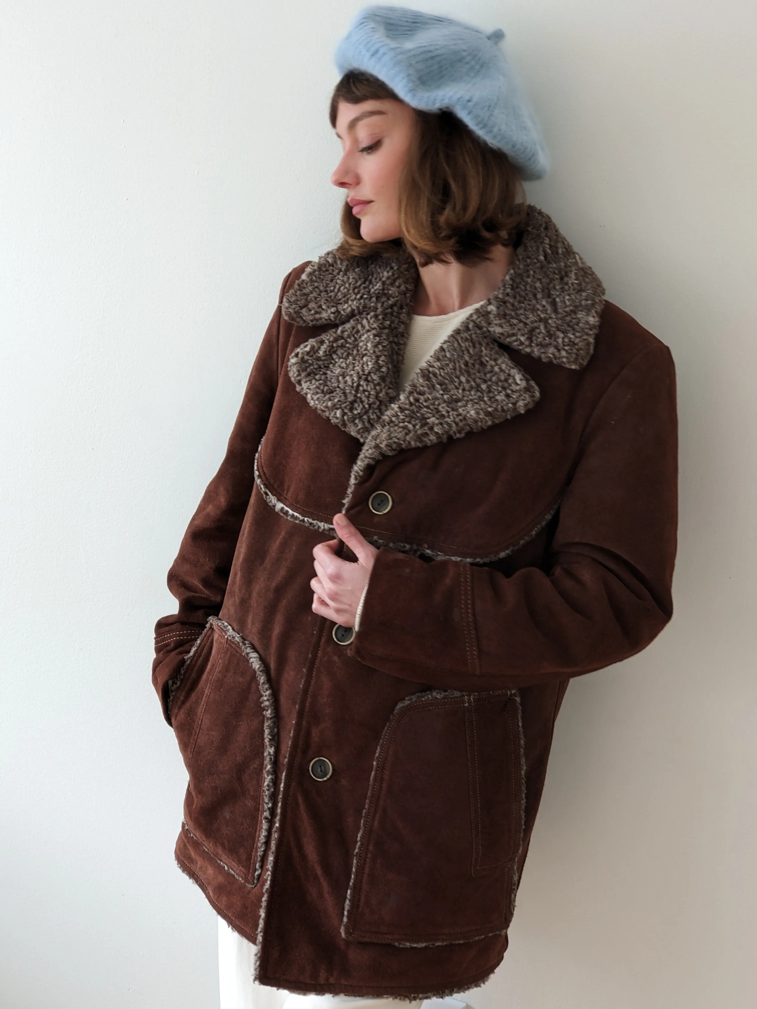 Vintage Chocolate Suede Shearling Penny Lane Coat sold by NA NIN product image thumbnail 3