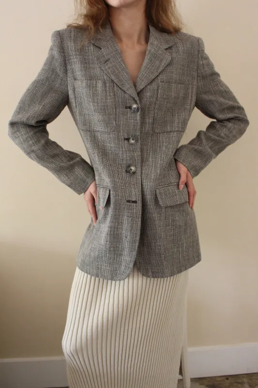 Vintage Woven Flax Blazer made by Vintage