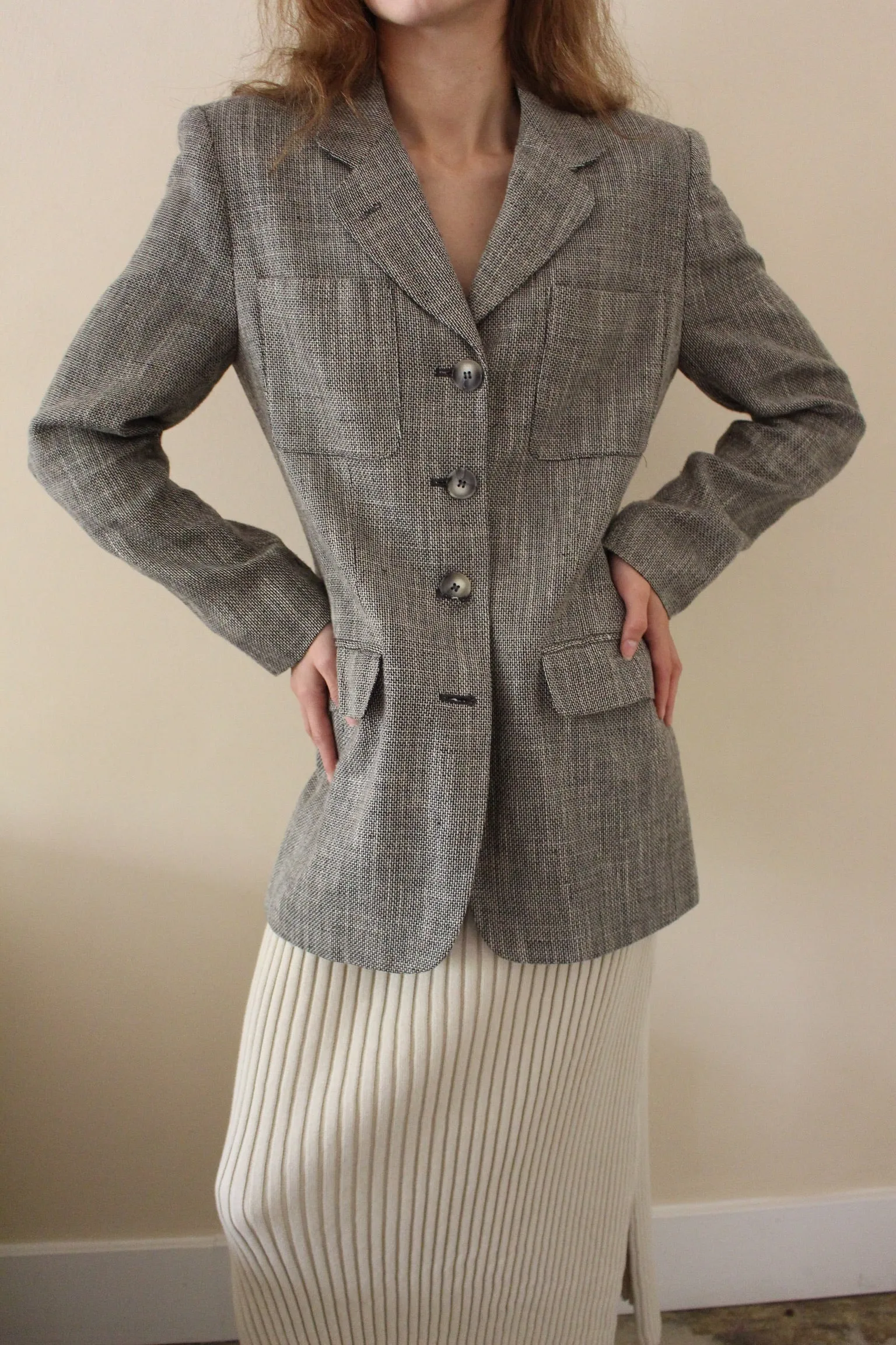 Vintage Woven Flax Blazer sold by NA NIN