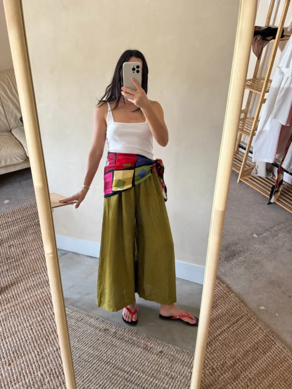 Vintage Colorful Geometric Print Silk Scarf sold by NA NIN