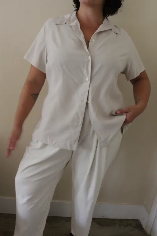 Vintage Ecru Silk Blouse made by Vintage
