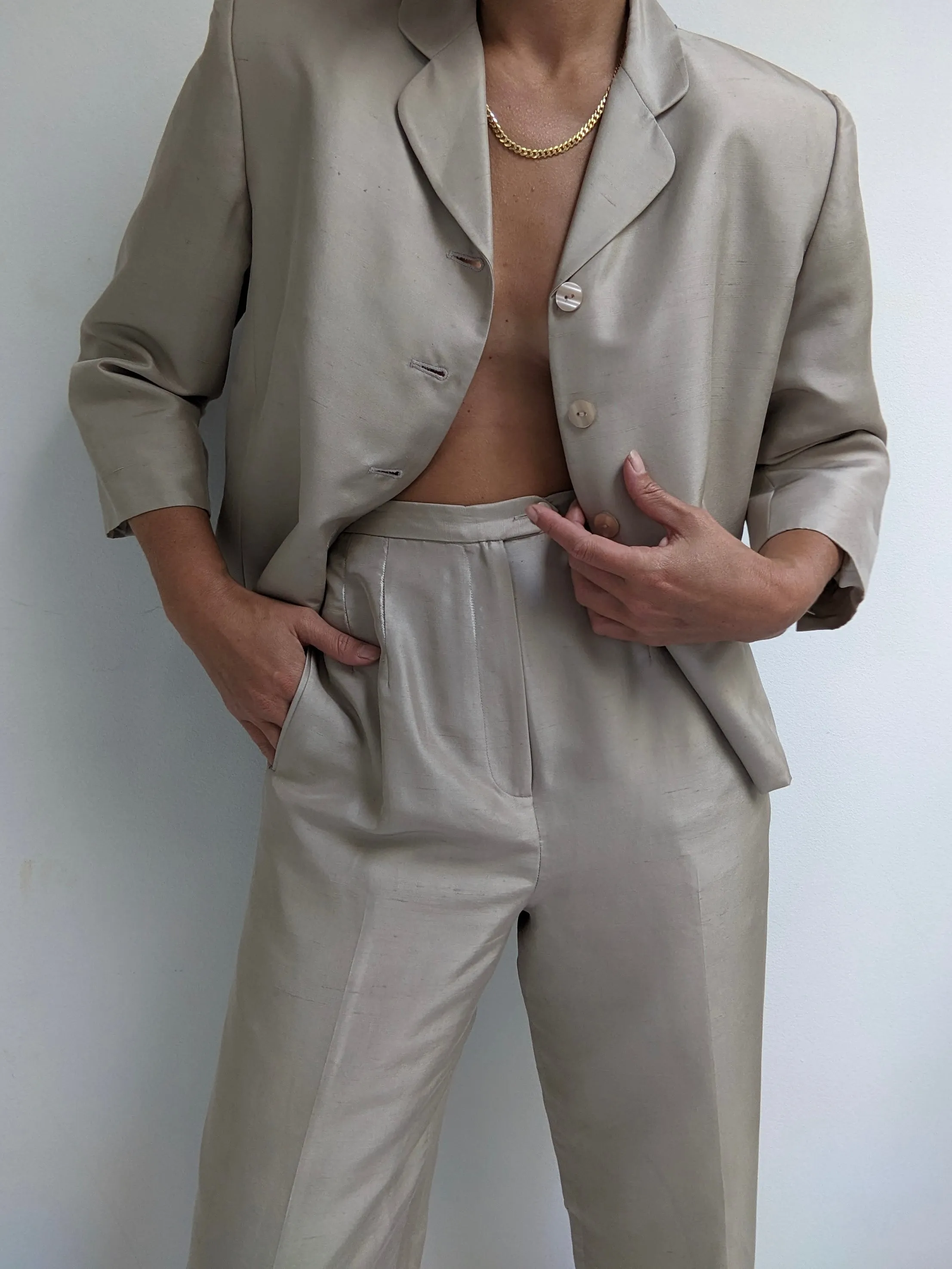 Vintage Champagne Brushed Silk Pant Set sold by NA NIN product image thumbnail 3